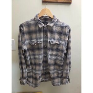 Pendleton Baja Board‎ Shirt Mens Medium Grey Tan Blue Plaid Flannel Cotton LS